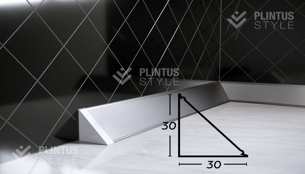 картинка Плинтус для столешницы алюминиевый ГЛАДКИЙ 30*30 от магазина Люна